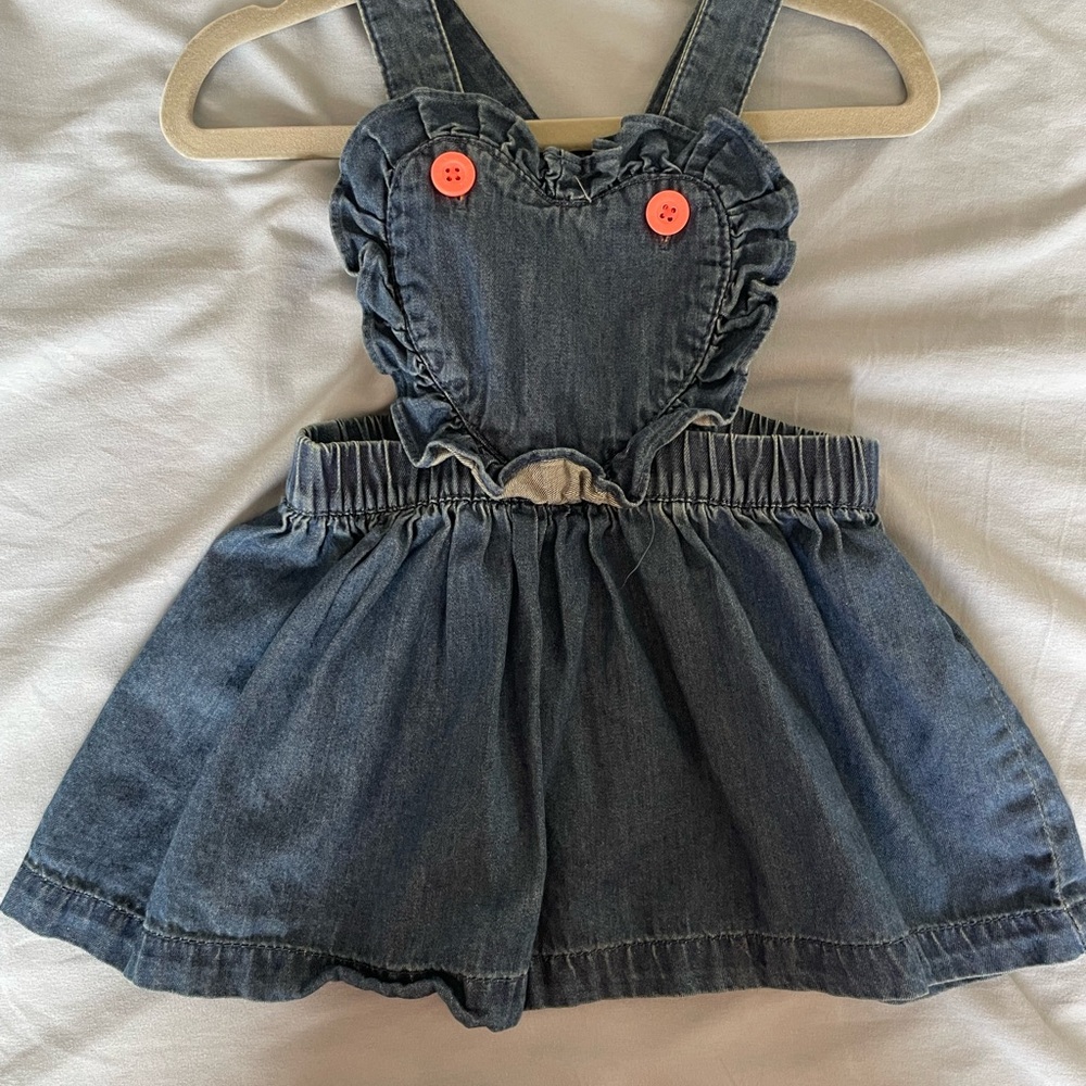 18M Cat & Jack Denim Heart Dress with Pink Buttons